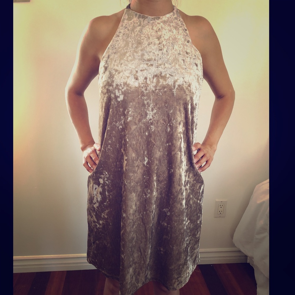 Cream colored velvet dress